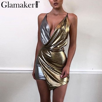  Sexy v neck backless bodycon dress Women plus size bandage summer beach dress Blue Gold Red Silver
